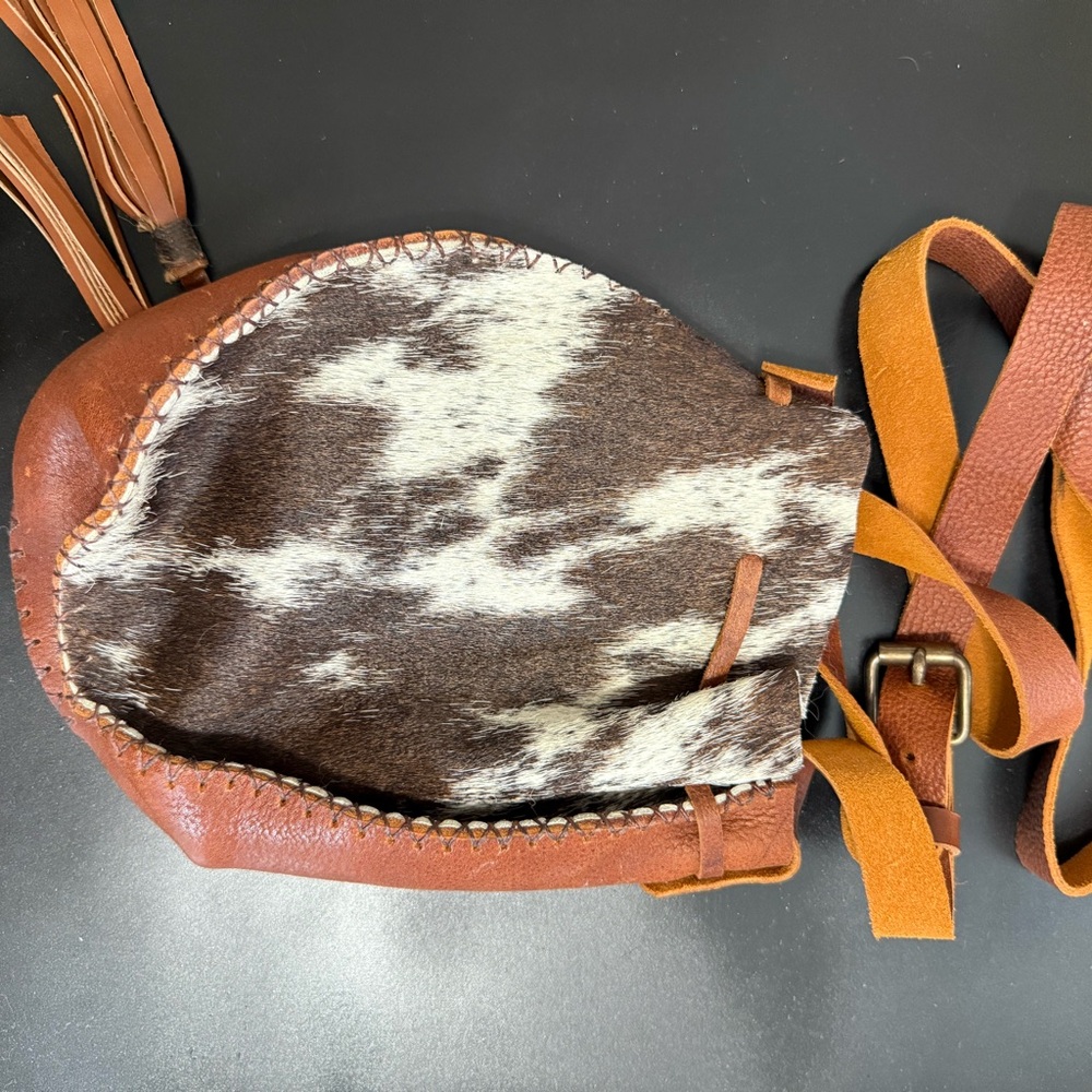 Brown Leather and Cowhide Women's Crossbody Bag - Picture 3 of 4